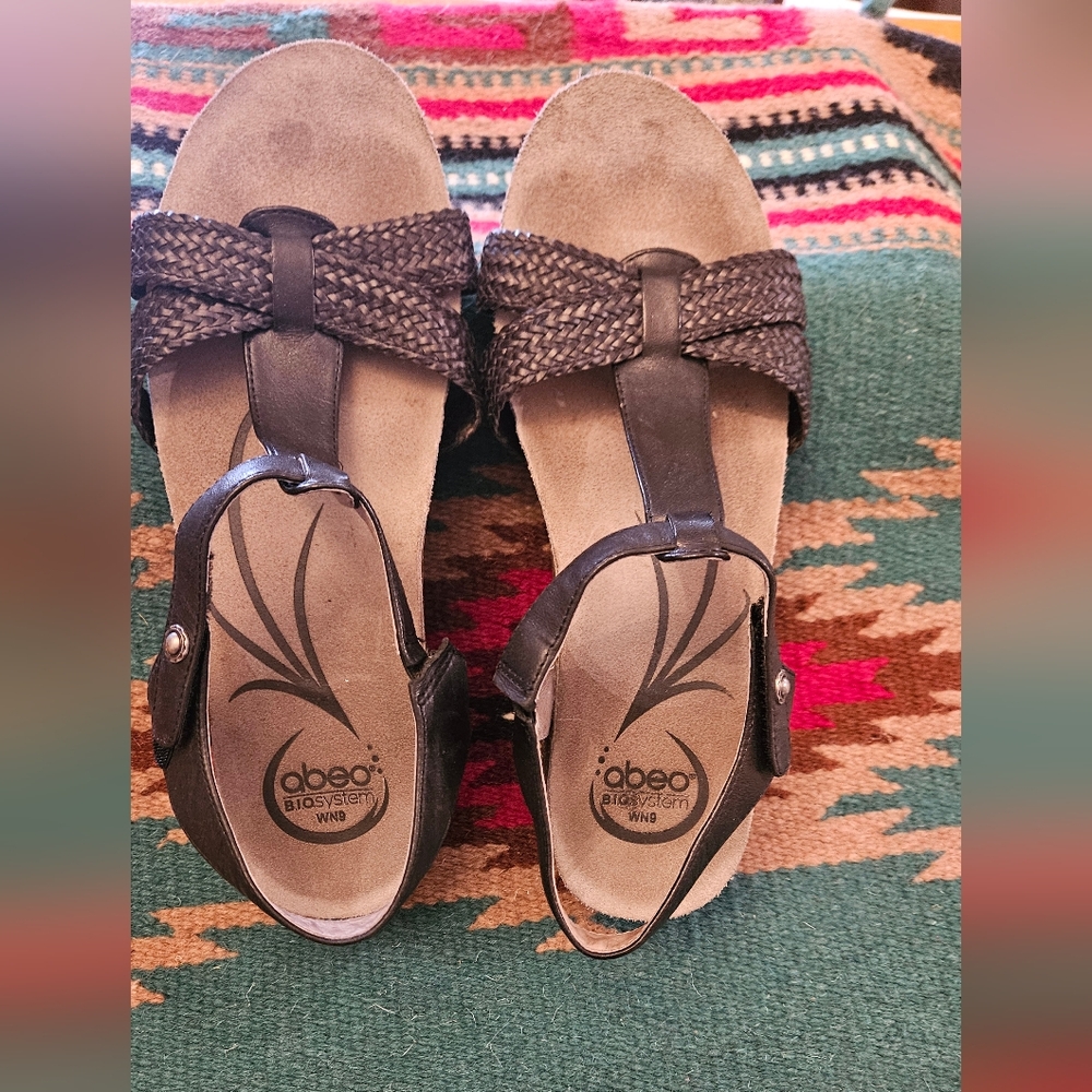 Abeo BLack Sandals Criss Cross design and Ankle Straps
